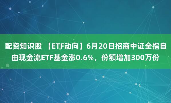 配资知识股 【ETF动向】6月20日招商中证全指自由现金流ETF基金涨0.6%，份额增加300万份