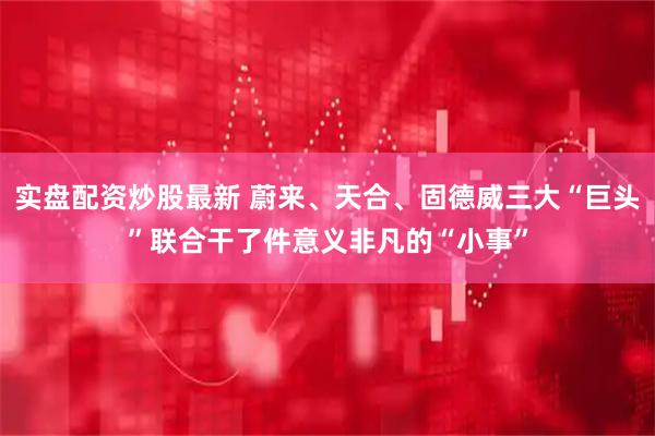 实盘配资炒股最新 蔚来、天合、固德威三大“巨头”联合干了件意义非凡的“小事”